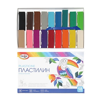 Пластилин классический ГАММА, 18 цветов, 360 г, стек в комплекте, к/уп. Пластилин классический ГАММА, 18 цветов, 360 г, стек в комплекте, к/уп.