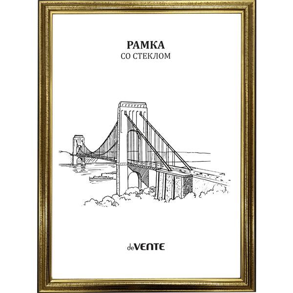 Рамка 21*30 см, пластик, цвет: золото, стекло, з/п картон, deVENTE серия 2 Рамка 21*30 см, пластик, цвет: золото, стекло, з/п картон, deVENTE серия 2