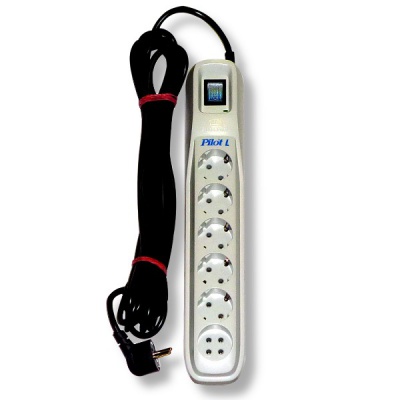 Сетевой фильтр PILOT L 6 розеток 7 метров белый  Акция!