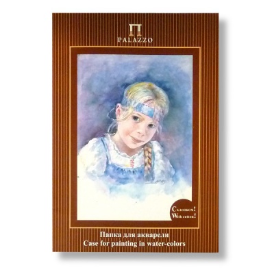 Папка для акварели, А4, 10 л., 200 г/м², цв: белый, ср. зерно, хлопок 50%, PALAZZO Настя, Акция!
