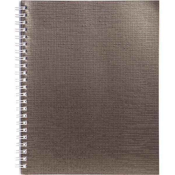 Тетрадь А5, 48 л., клетка, 65 г/м², на гребне, облож. бумвинил, тисн. "сатин", Hatber Metallic_коричневая