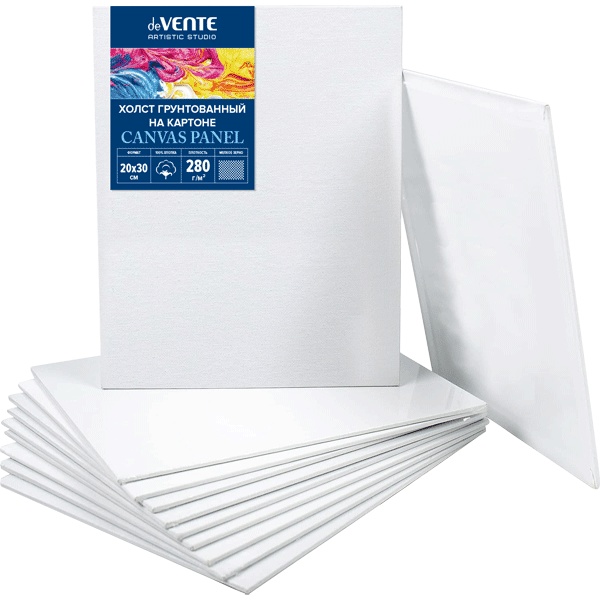 Холст на картоне грунтованный, 20*30 см, 100% хлопок, м/зерно, 280 г/м², deVENTE Artistic Studio