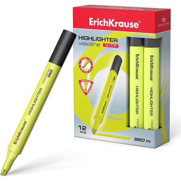 Текстовыделитель ErichKrause Visioline V-17, желтый, линия 0.6-4.5 мм, н-к "клин", трехгран. корпус Текстовыделитель ErichKrause Visioline V-17, желтый, линия 0.6-4.5 мм, н-к "клин", трехгран. корпус