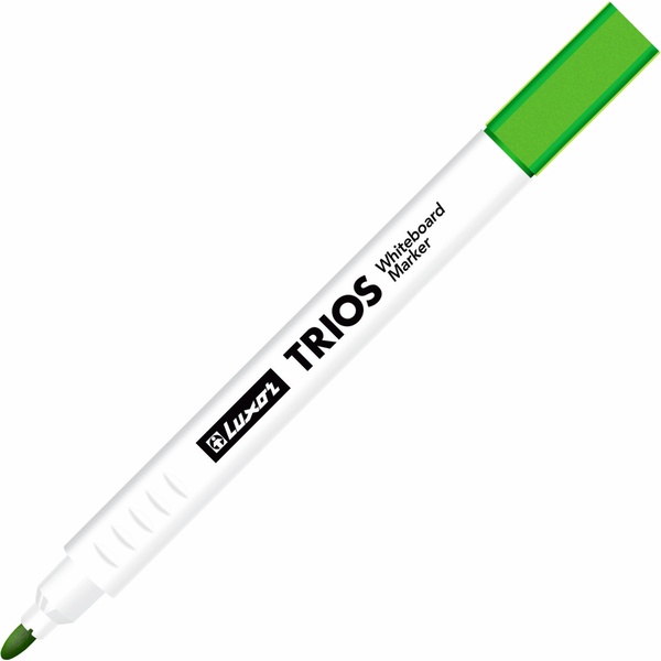 Маркер для м/м доски, зеленый, пулевидный, 2.5 мм, трехранный корпус, Luxor Trios