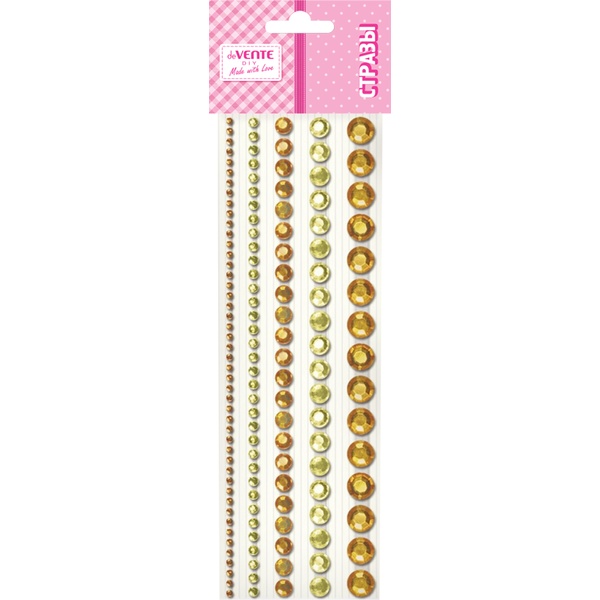 Стразы самоклеящиеся, 130 шт., круглые, 5 р-ров, цв.: оттенки золота, deVENTE DIY Jewelry Inspiration