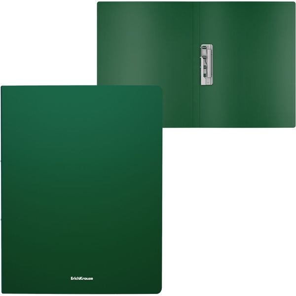 Папка с прижимным механизмом, А4, PP 400 мкм, "песок", 17 мм, ErichKrause Matt Classic/ Зеленая