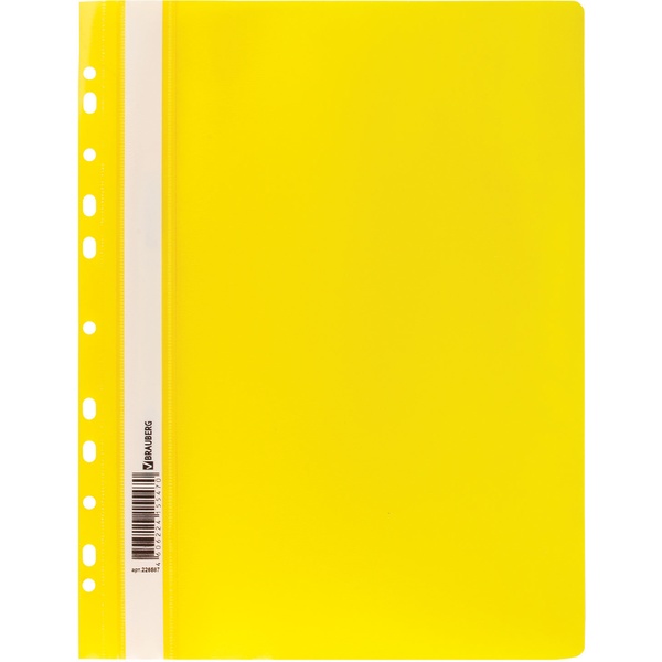 Папка-скоросшиватель А4, PP 140/180 мкм, "песок", перфор. корешок, цв.: желт., BRAUBERG Perforation Папка-скоросшиватель А4, PP 140/180 мкм, "песок", перфор. корешок, цв.: желт., BRAUBERG Perforation