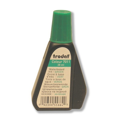 Краска штемпельная TRODAT, 28 мл, на водной основе, зеленая