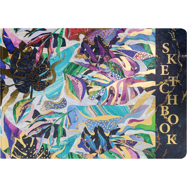 Скетчбук А5, на гребне, 80 л., Lux cream блок 100 г/м², обл. 7БЦ, MILAND Fashion Флора  Акция!