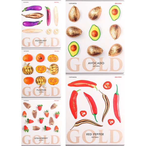 Тетрадь 48 л., клетка, 60 г/м2, глиттер, Prof-Press Фрукты и овощи-1_5 дизайнов