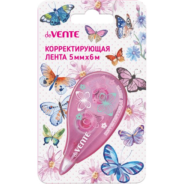 Лента корректирующая 5 мм* 6 м, фронт. аппликатор, deVENTE Butterfly Лента корректирующая 5 мм* 6 м, фронт. аппликатор, deVENTE Butterfly