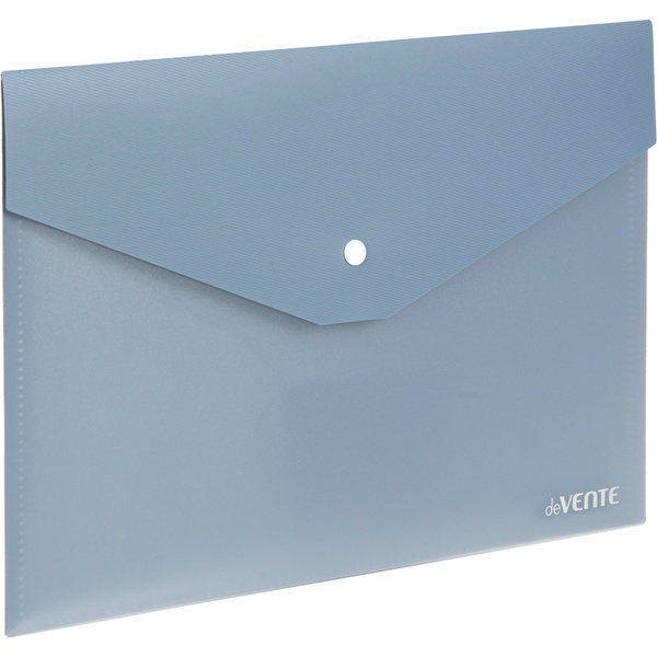 Папка-конверт на кнопке, А4, PP 350 мкм, "текстиль", прозрачная, deVENTE sigNATURE_сумеречно-синяя