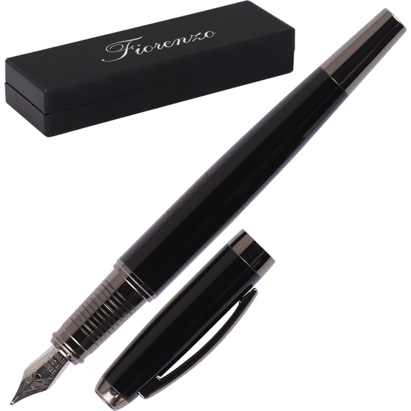 Ручка перьевая М (Medium), порш. конвертер, глянц. корпус, цв.: черн./хром, FIORENZO (в футляре)
