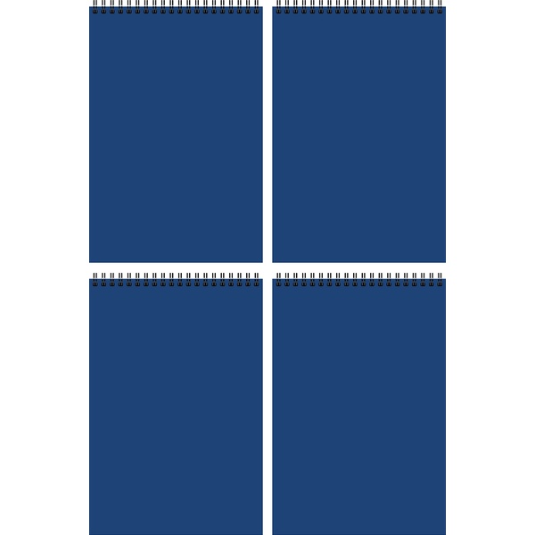 Блокнот на гребне А6, 40 л., клетка, 60 г/м², Prof-Press синий_4 дизайна