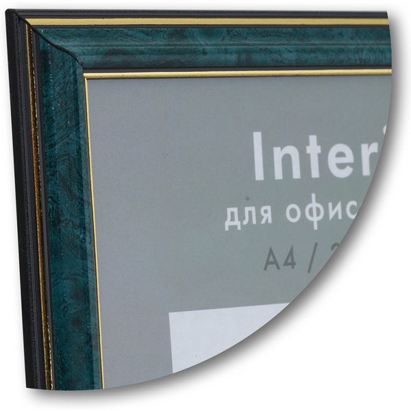 Рамка 21*30 см, пластик/стекло, цвет: 285 (малахит + золото), Ш 20 мм, Interior Office