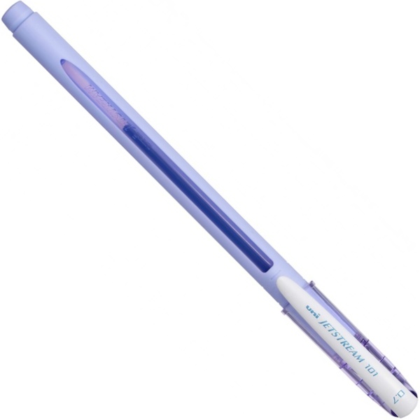 Ручка шариковая синяя, 0.7 мм (подпруж. узел), эрг. грип, шкала, UNI Jetstream SX-101/лаванда