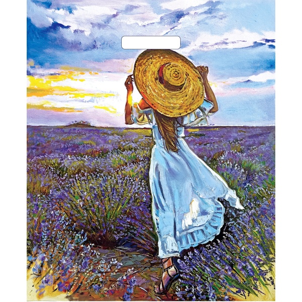 Пакет с вырубной ручкой, 45*38*3 см, полиэтилен 50 мкм, Лавандовое поле Пакет с вырубной ручкой, 45*38*3 см, полиэтилен 50 мкм, Лавандовое поле