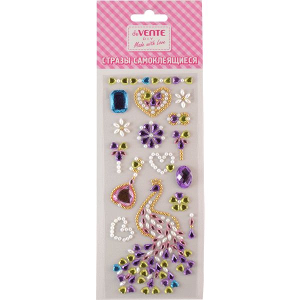 Стразы самоклеящиеся, композиция 75*180 мм, цв.: фиолетовый, deVENTE Firebird (Жар-Птица)