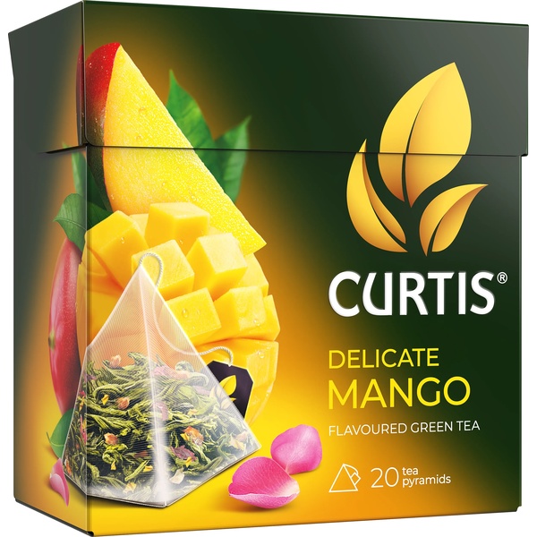Чай CURTIS (Кертис) Delicate Mango, зеленый, нежный манго, 20 пирамидок по 1.7 г