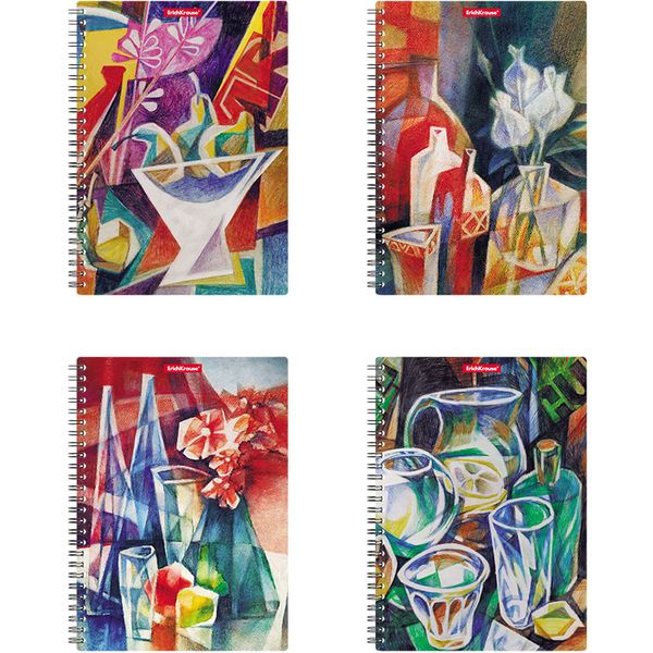 Тетрадь на гребне, 80 л., клетка, 60 г/м², пластик. обложка, ErichKrause Glass_4 дизайна