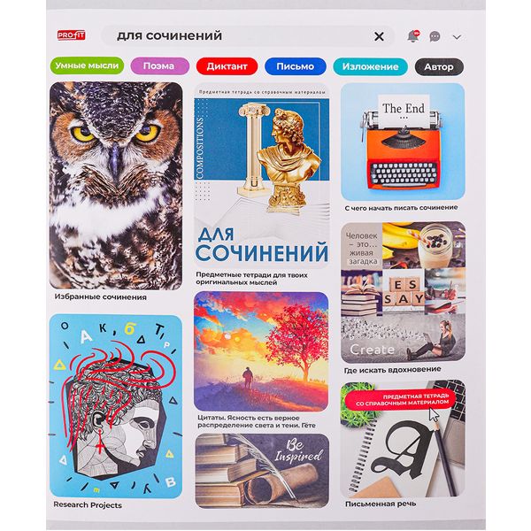 Тетрадь предметная А5, 48 л., линия, 60 г/м², мел. облож., Profit Личный профиль_Для сочинений