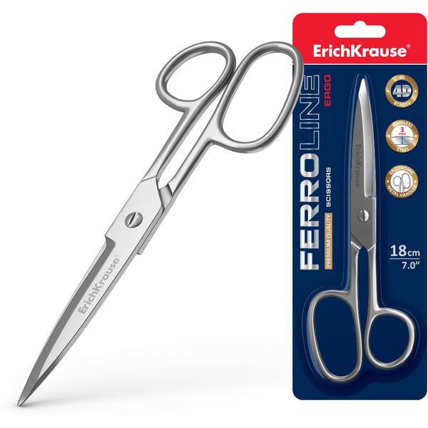Ножницы 180 мм, эргономичные, цельнометаллические, ErichKrause Ferro