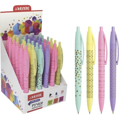 Ручка шариковая автомат., синяя, 0.7 мм, круг. корп., soft touch, deVENTE Pastel_4 дизайна Ручка шариковая автомат., синяя, 0.7 мм, круг. корп., soft touch, deVENTE Pastel_4 дизайна