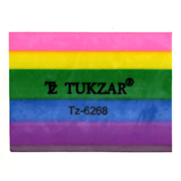 Ластик Tukzar Rainbow, сред. мягкости, полимер, прямоугольный, 45*30*10 мм, многоцветный