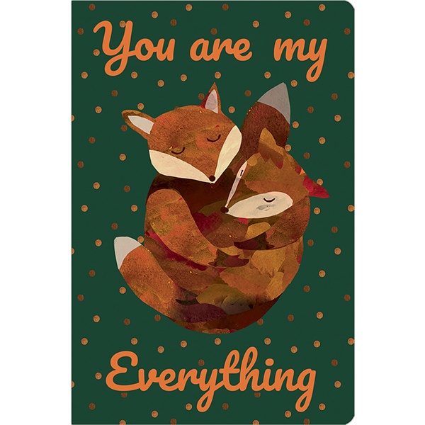 Блокнот в твердом переплете А6, 96 л., 70 г/м2, клетка, soft touch, ляссе, ПОЛИНОМ Лисички  Акция!