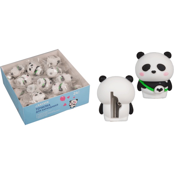 Точилка пластиковая, 1 отв., софт-тач, deVENTE Panda Акция!