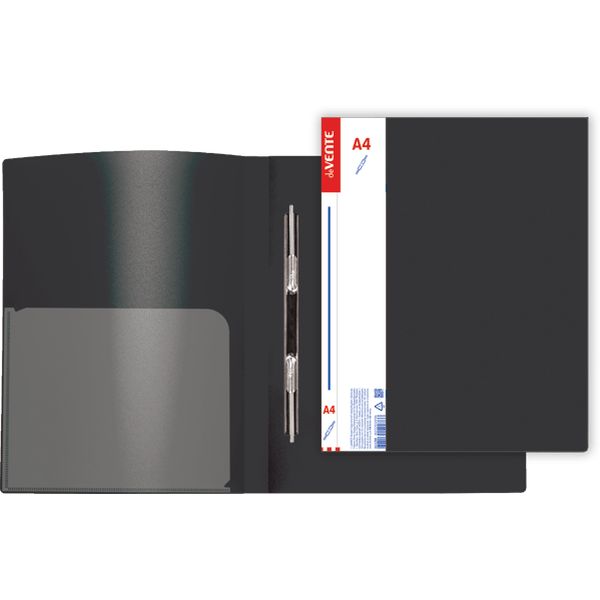 Папка с пружинным скоросшивателем, А4, PP 600 мкм, "песок", торц./вн. карм., deVENTE Daily_черная