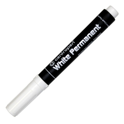 Маркер промышленный CENTROPEN Permanent, белый, водная. осн., пулевидный н-к, 2.5 мм, пласт. корпус