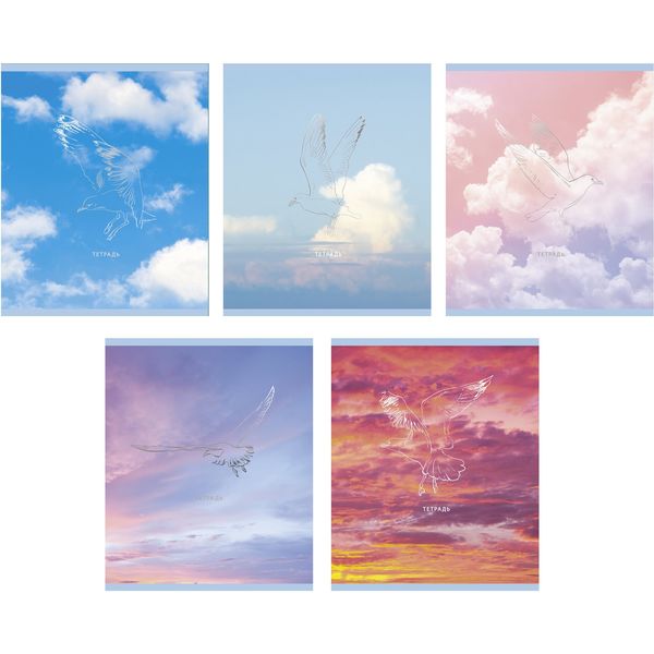 Тетрадь 48 л., клетка, 60 г/м², тисн. мат. ф., Listoff Безмятежность_5 дизайнов