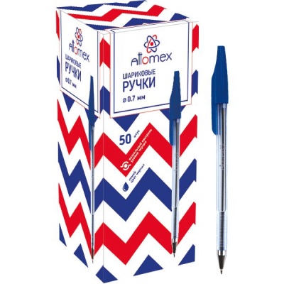 Ручка шариковая синяя, 0.7 мм, рифл. упор, метал. н-к, Attomex (Crystal) Ручка шариковая синяя, 0.7 мм, рифл. упор, метал. н-к, Attomex (Crystal)