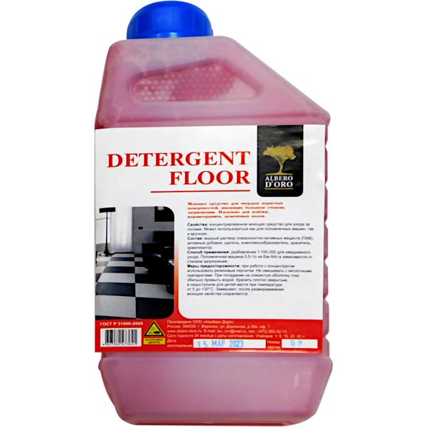 Средство для мытья полов щелочное Albero D'ORO Detergent Floor, 1000 мл (канистра)