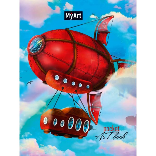 Скетчбук А6, на склейке, 80 л., бел. блок 100 г/м², MyArt Pocket ArtBook_Дирижабль   Акция
