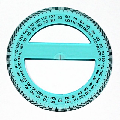 Транспортир 360°/Ø10 см, пластиковый, прозрачный, с фасками, РАНТИС_4 цветов