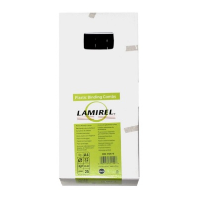 Пружина для переплета пластиковая, D32 мм, круглая, сшивает до 280 л., черная, 25 шт/уп, Lamirel