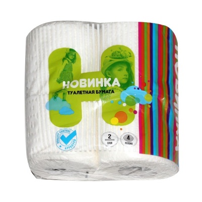 Бумага туалетная на втулке, 2-сл., 15 м* 92 мм, перфорация, тиснение, белая, Мягкоf Новинка (4 шт.)