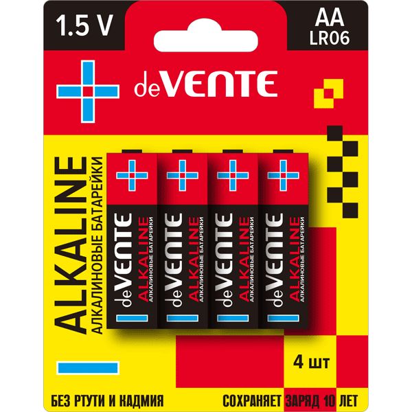Батарейка LR06/AA, 1.5 V, deVENTE Alkaline  Батарейка LR06/AA, 1.5 V, deVENTE Alkaline