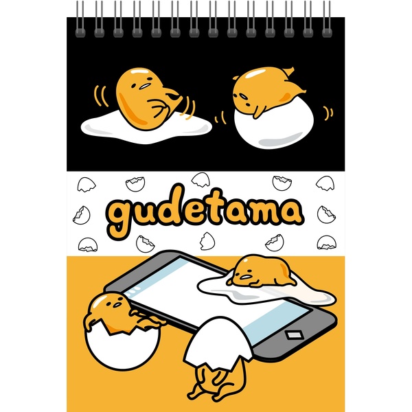 Блокнот на гребне А5, 60 л., клетка, CENTRUM Gudetama, картон целлюлозный