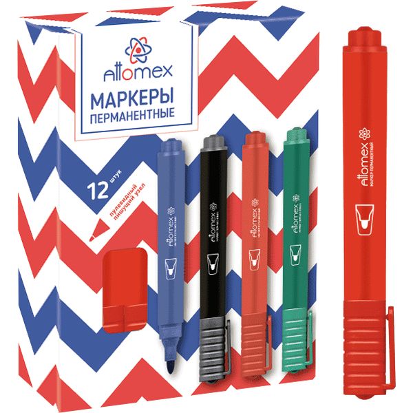 Маркер перманентный, красный, пулевидный, 3 мм, Attomex Маркер перманентный, красный, пулевидный, 3 мм, Attomex