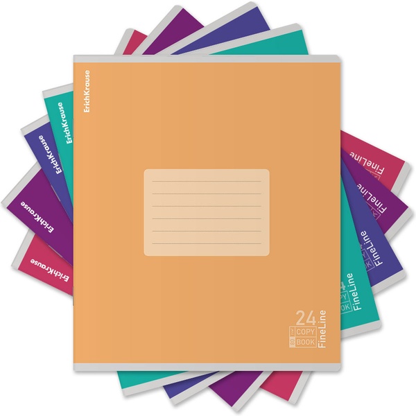 Тетрадь А5, линия, 24 л., на скобе, 80 г/м², мат. лам., ErichKrause FineLine_MIX-PACK
