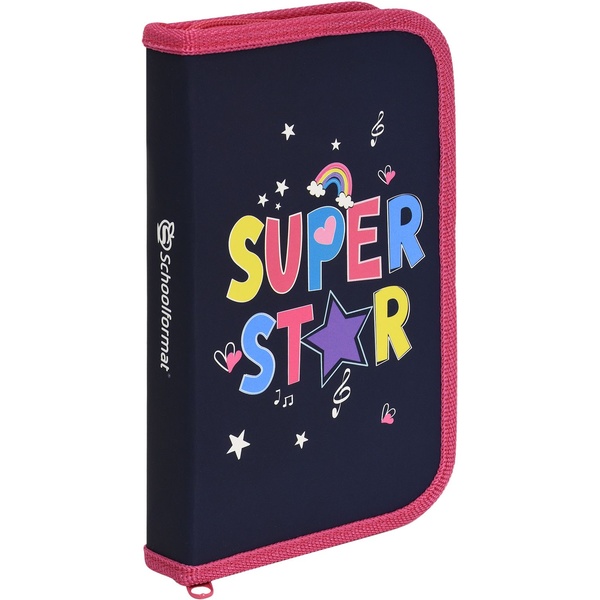 Пенал 1 отд., на молнии, 190*90*28 мм, лам. картон, soft touch, Schoolformat SUPER GIRL