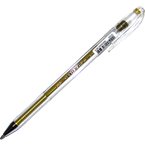 Ручка гелевая золотая, 0.7 мм, узел Standard, рифл. грип, Crown Hi-Jell Metallic Ручка гелевая золотая, 0.7 мм, узел Standard, рифл. грип, Crown Hi-Jell Metallic