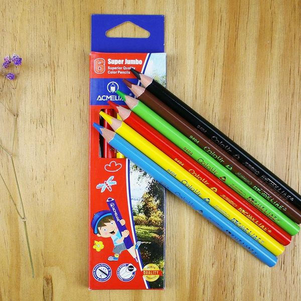 Карандаши цветные 6 шт., деревянные, трехгранные, Acmeliae Jumbo (в к/к) Карандаши цветные 6 шт., деревянные, трехгранные, Acmeliae Jumbo (в к/к)