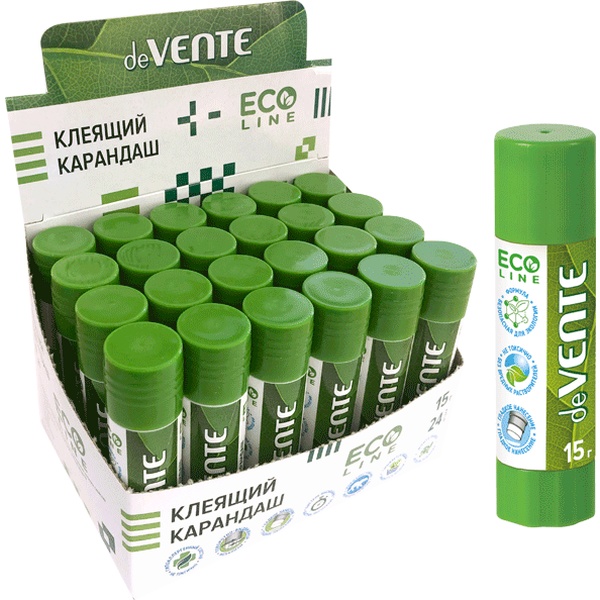 Клей-карандаш 15 г deVENTE. Eco-line, растительная основа, быстросохнущий Клей-карандаш 15 г deVENTE. Eco-line, растительная основа, быстросохнущий