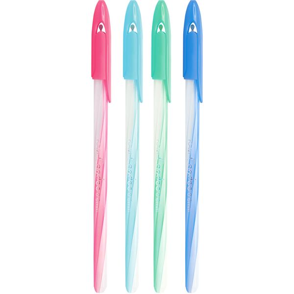 Ручка шариковая синяя, 0.6 мм "игла", круг. корп., FLEXOFFICE Candee_4 дизайна