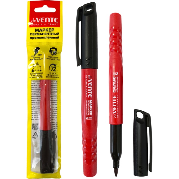 Маркер перманентный, черный, пулевидный, 2-3 мм, корпус deVENTE. REPAIR & CRAFT