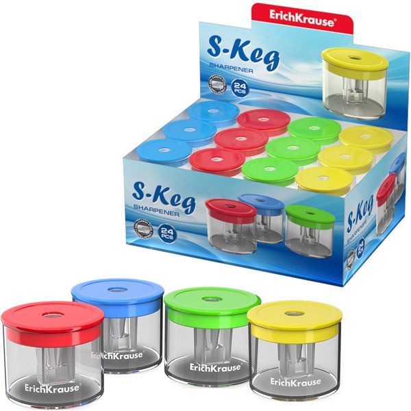 Точилка пластиковая, 1 отв., контейнер, ErichKrause S-Keg_4 дизайна